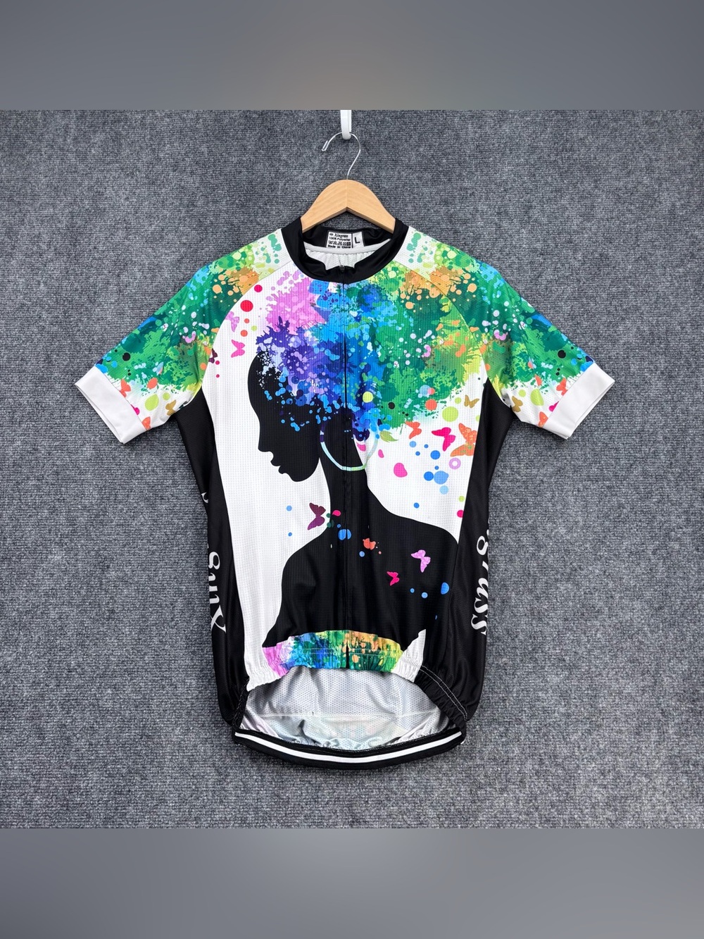 Xingrass Artsy Women Short Sleeve Full Zip Activewear Cycling Shirt Women’s L